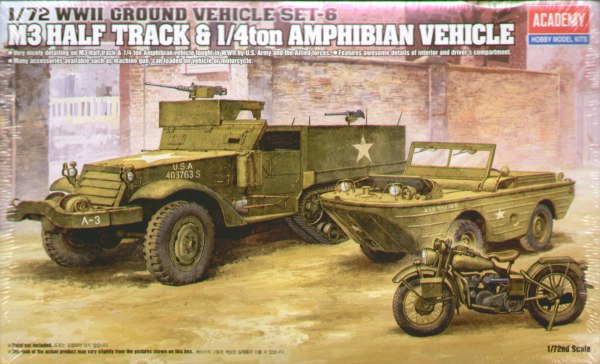 1/72 WWII U.S. M3 Half Track & 1/4ton Amphibian Vehicle :AC13408