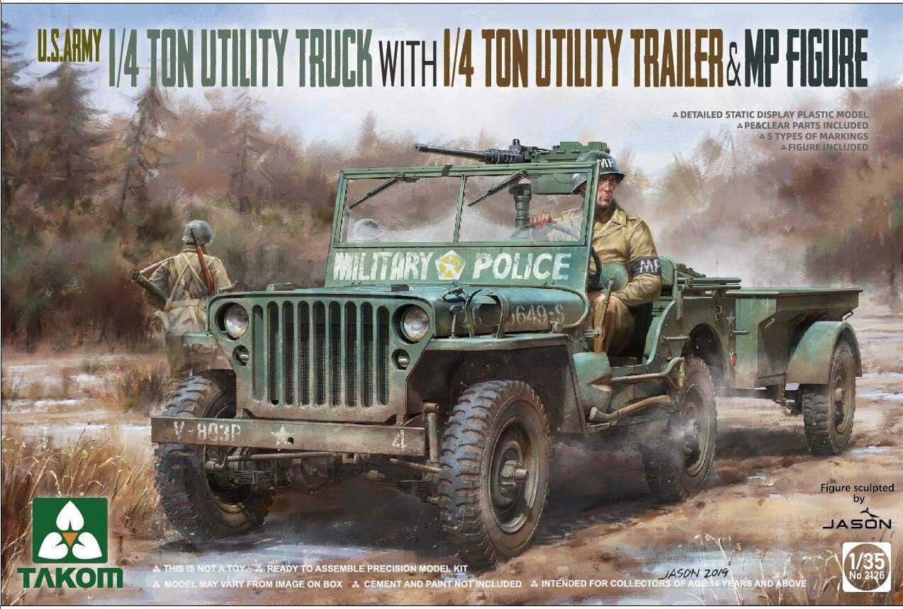 <font color=blue> 1/35  U.S. Army 1/4ton Utility Truck w/Utility Trailer & Figure