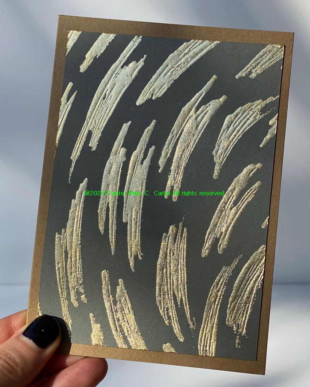 <font color=blue>Artwork: Contemporary Gold-Leaf/Metalic Abstract (Abstract Minimal Texture Art) 
