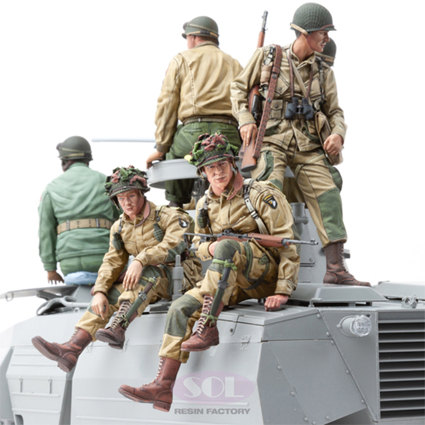1/16 WWII U.S. Army Airborne Set, 3 Resin Figures