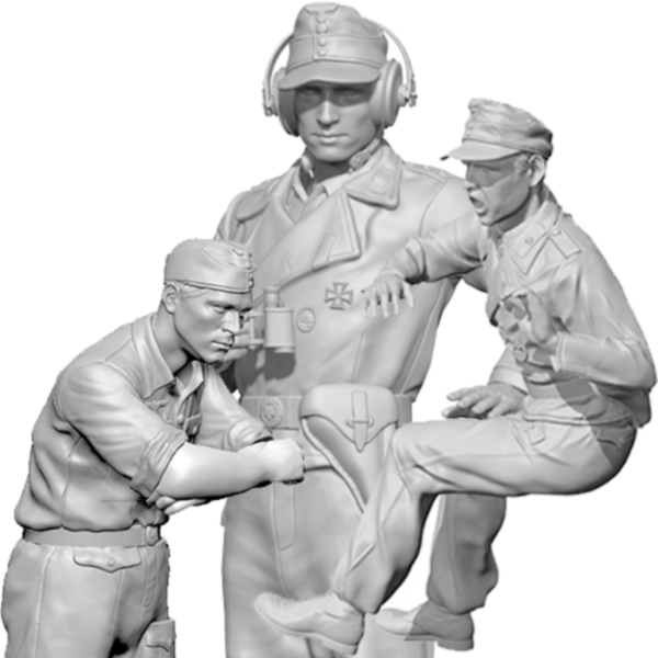 1/35 WWII Tank Crew Set For Panzer III Ausf.J, 3 Resin Figures