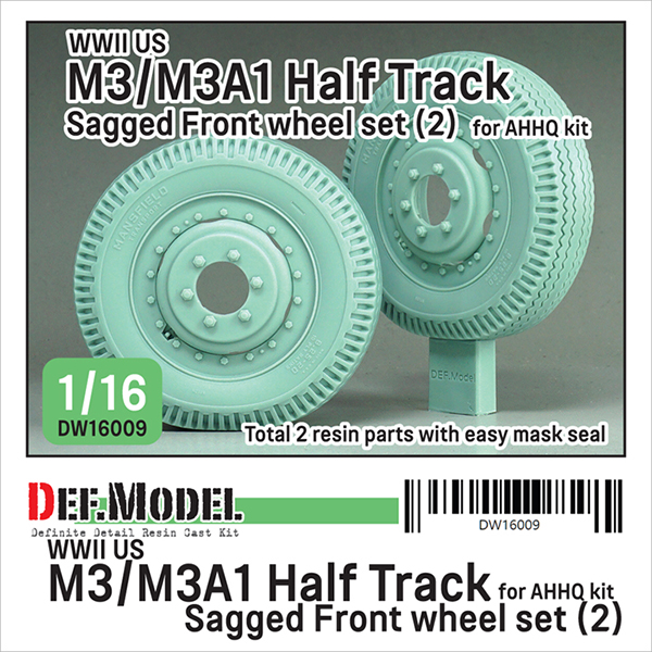 1/16 WWII US M3/M3A1 Half Track Sagged Front Wheel Set (2)