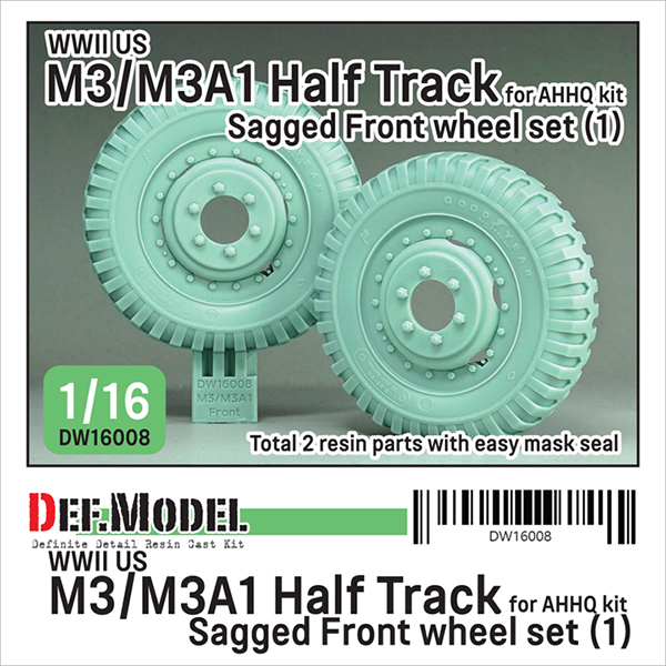 1/16 WWII US M3/M3A1 Half Track Sagged Front Wheel Set (1)