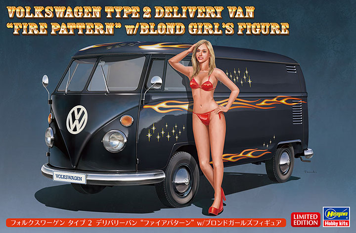 <font color=blue> 1/24 Volkswagen Type 2 Delivery Van Fire Pattern  w/Figure (Limited Edition)