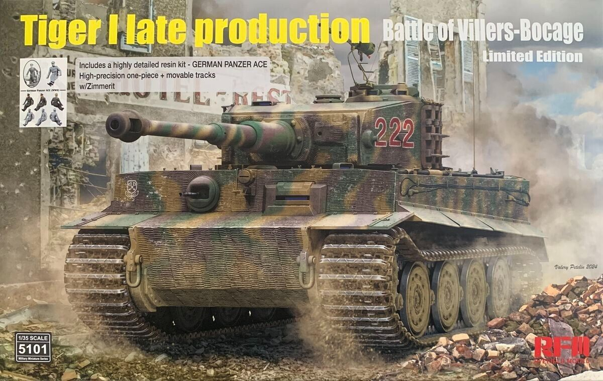  1/35 Tiger I Late  w/ Zimmerit Coating & Figure, Free Shipping By Air 
