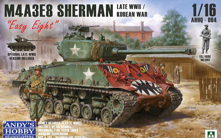 1/16 M4A3E8 Sherman Late WWII/Korean War w/Figure, Free Shipping By Air