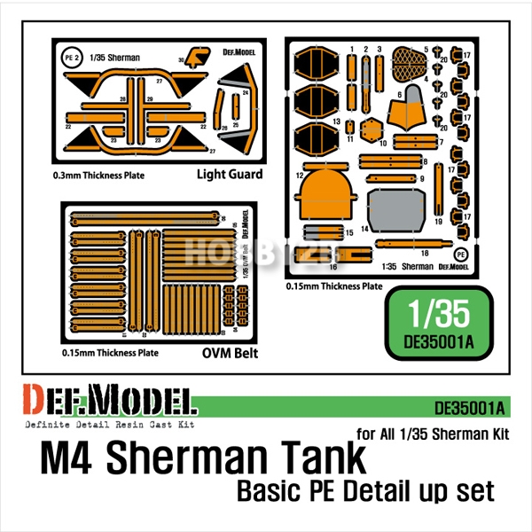 1/35 M4 Sherman Tank Basic PE Detail Up Part Set, Free Shipping By Air