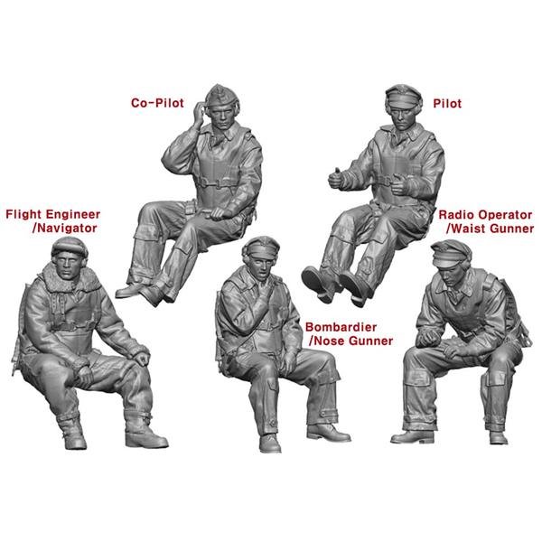 1/32 WWII US B-25 Crew Set (5 Figures), Free Shipping By Air