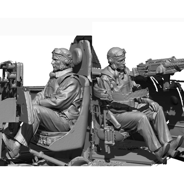 1/18 WWII US Navy Pilot & Rear Gunner Set 1 (4 Heads), Free Shipping By Air