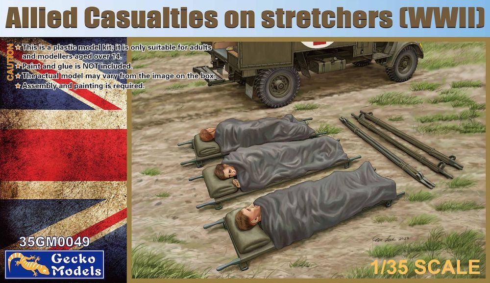 1/35 WWII Allied Casualties on Stretchers, Free Shipping By Air