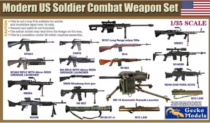 1/35 Modern US Soldier Combat Weapon Set, Free Shipping By Air