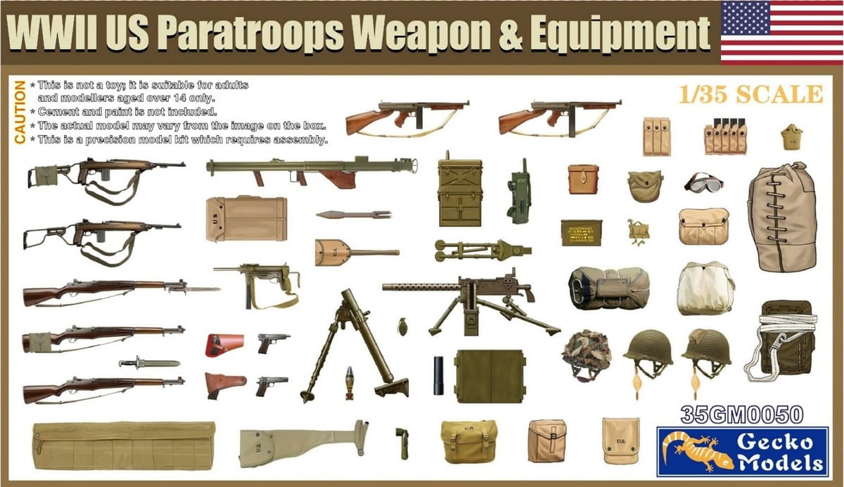 1/35 WWII US Paratroops Weapon & Equipment Set, Free Shipping By Air