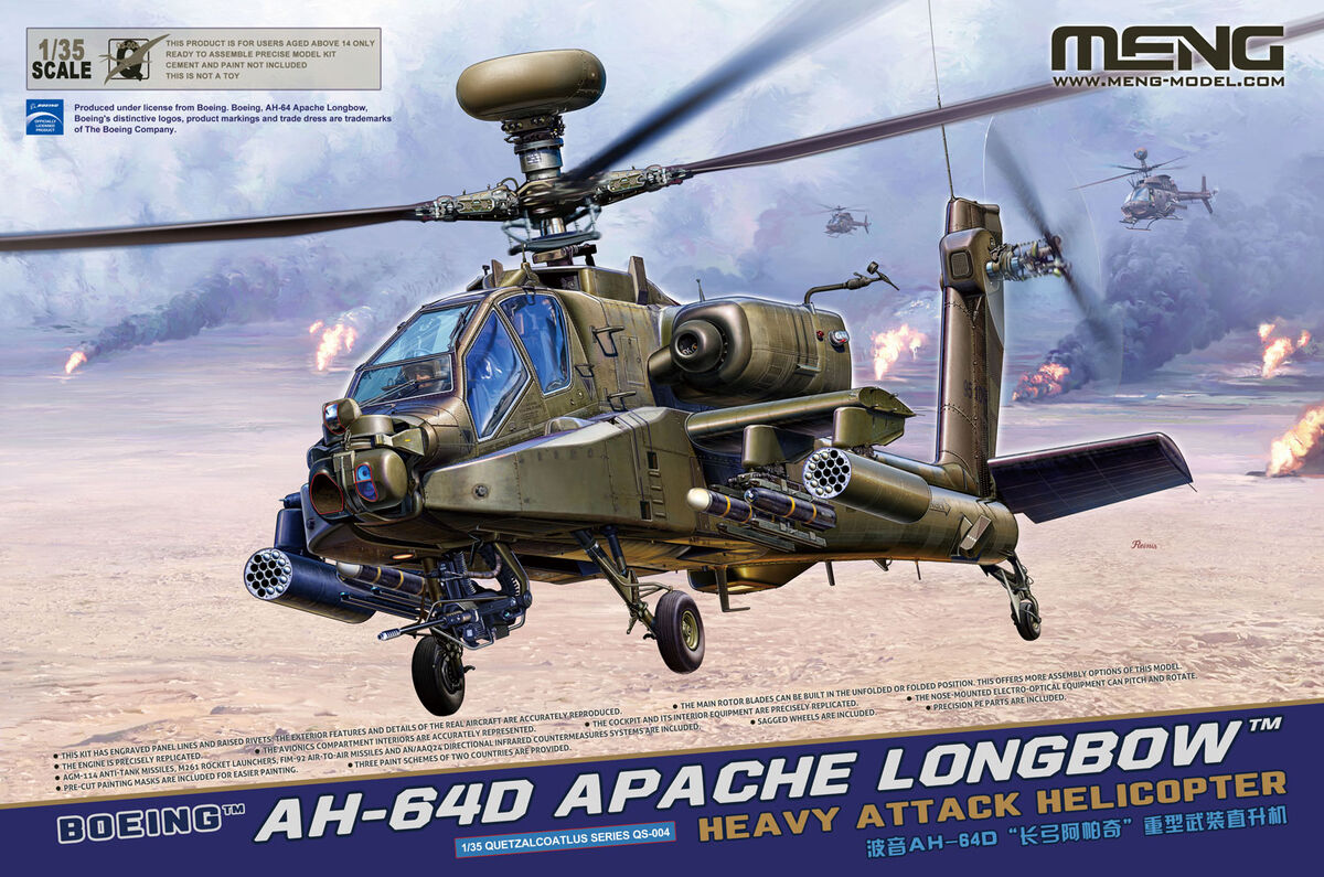 <font color=blue>1/35 AH-64D Apache Longbow Attack Helicopter, Free Shipping By Air