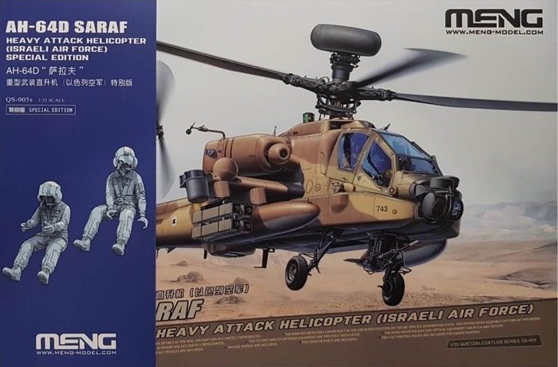 <font color=blue>1/35 AH-64D SARAF Heavy Attack Helicopter w/2 Resin Figures, Free Shipping By Air
