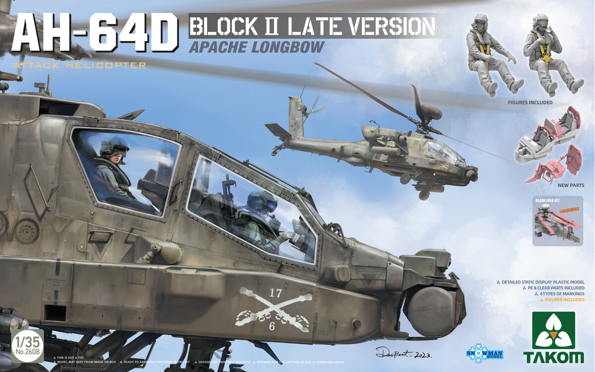 <font color=blue>1/35 AH-64D Apache Longbow Attack Helicopter Block II Late Version w/2 Figures, Free Shipping By Air