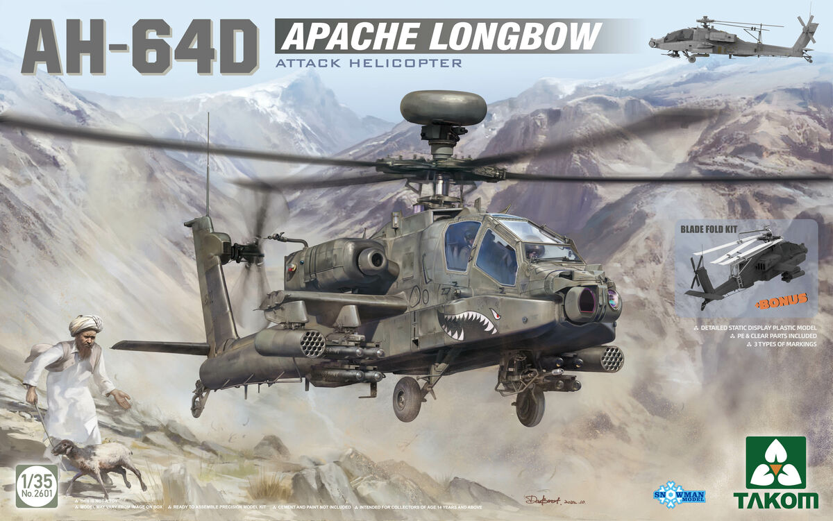 <font color=blue>1/35 AH-64D Apache Longbow Attack Helicopter, Free Shipping By Air