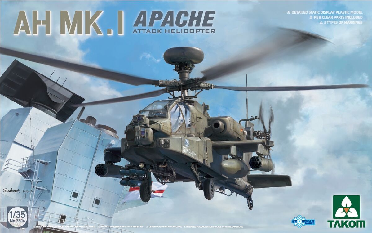 <font color=blue>1/35 AH MK.1 Apache  Attack Helicopter, Free Shipping By Air