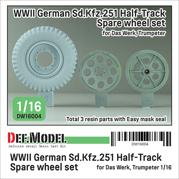 1/35 WWII German Sd.Kfz.251 Half-Track Spare Wheel Set, Free Shipping By Air