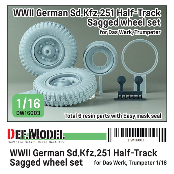 1/16 WWII German Sd.Kfz.251 Half-Track Front Sagged Wheel Set, Free Shipping By Air