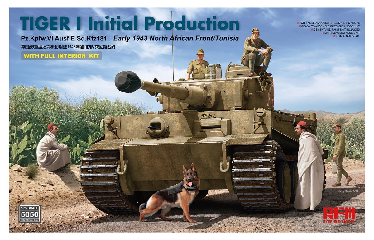<font color=red>1/35 Tiger I Initial Production 1943 North African Front/Tunisia w/Full Interior, Free Shipping By Air 