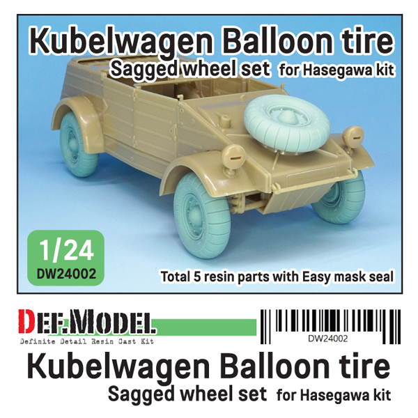 1/24 KUBELWAGEN  Balloon Tire Sagged Wheel Set, Free Shipping By Air