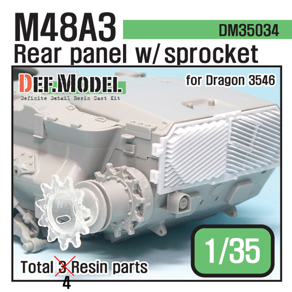 1/35 M48A3 Rear Panel w/Sproket Set, Free Shipping By Air