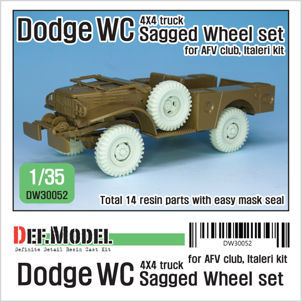1/35 Dodge WC 4X4 Truck  Sagged Wheel Set, Free Shipping By Air