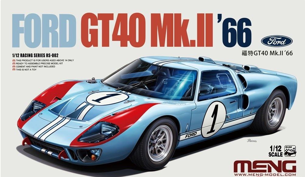 <font color=blue> 1/12 FORD GT40 Mk.II w/Full Interior, Free Shipping By Air