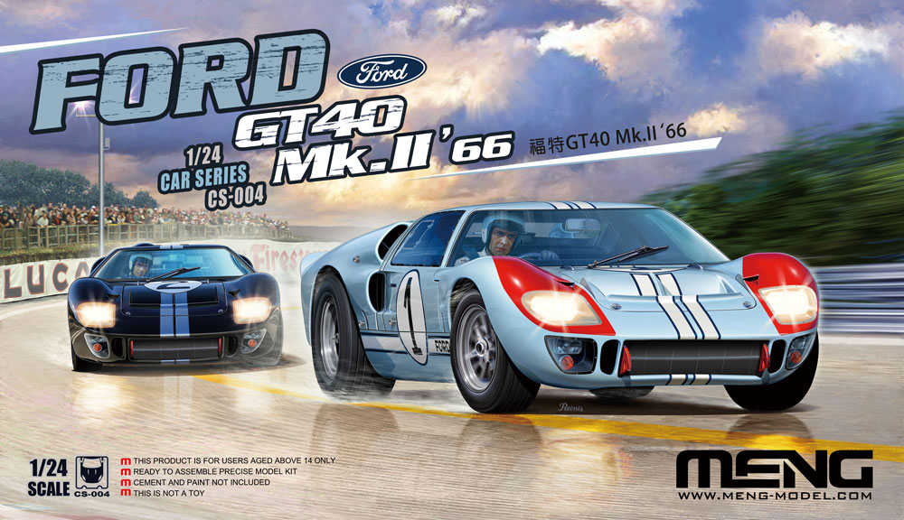 <font color=blue> 1/24 FORD GT40 MK.II 66' w/ Full Interior, Free  Shipping By Air