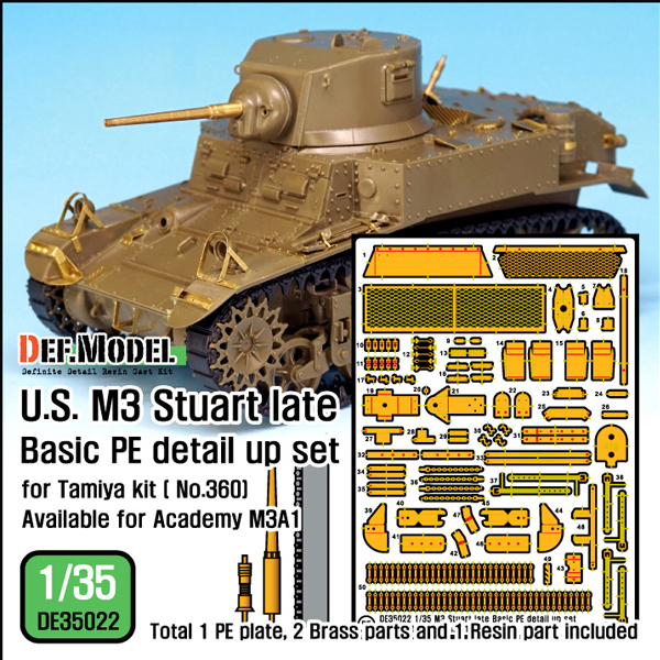 1/35 US M3 Stuart Late Basic PE Detail Up Set, Free Shipping By Air