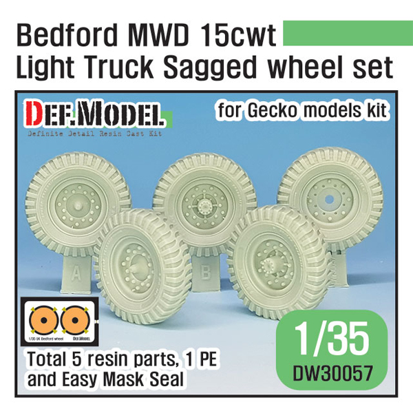 1/35 Bedford MWD 15cwt Light Truck Sagged Wheel Set (1), Free Shipping By Air