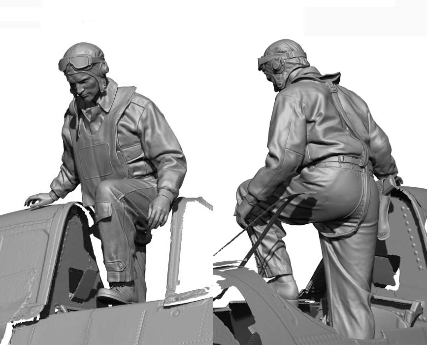 1/32 WWII US Navy Pilot (Boarding), Free Shipping By Air