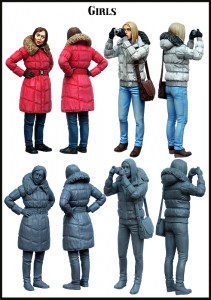 <font color=blue>1/35 Girls, 2 figures Original, Free Shipping By Airmail, Free Shipping By Air