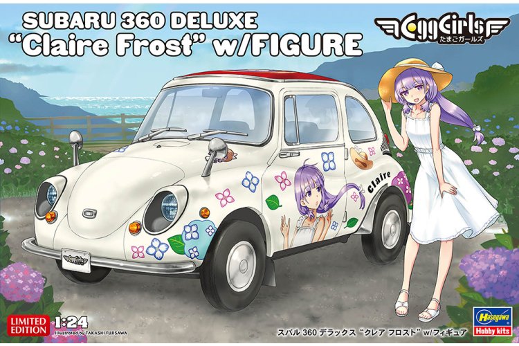<font color=blue> 1/24 Subaru 360 Deluxe Claire frost  w/Figure (Limited Edition)