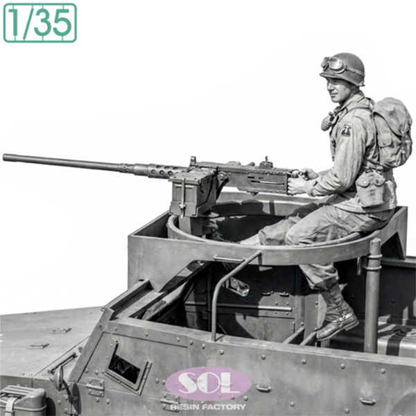 1/35 WWII U.S. Army Gunner & M2 cal.50 for M3A1, Free Shipping By Air