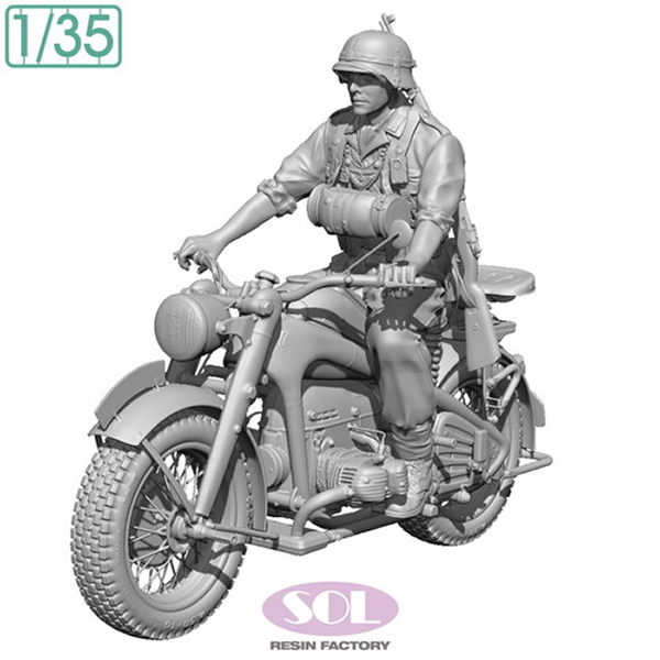 1/35 WWII German Motorcycle KS750 w/Rider, Free Shipping By Air