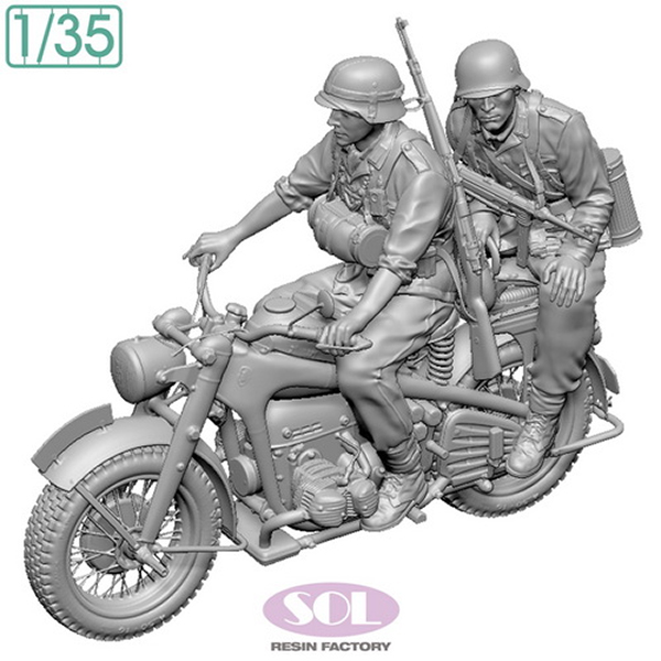 1/35 WWII German Motorcycle KS750 w/Riders, Free Shipping By Air