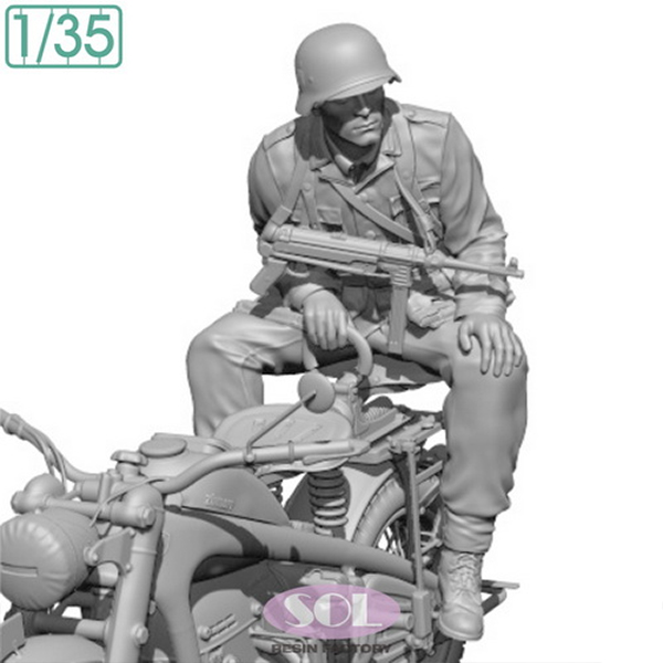 1/35 Rider 2 for WWII German Motorcycle KS750, Free Shipping By Air