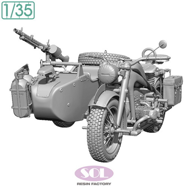 1/35 WWII German Motorcycle KS750 w/Sidecar, Free Shipping By Air