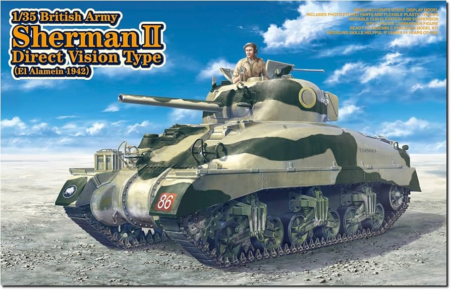 <font color=blue>1/35 British Army Sherman II Direct Vision Type, Free Shipping By Air