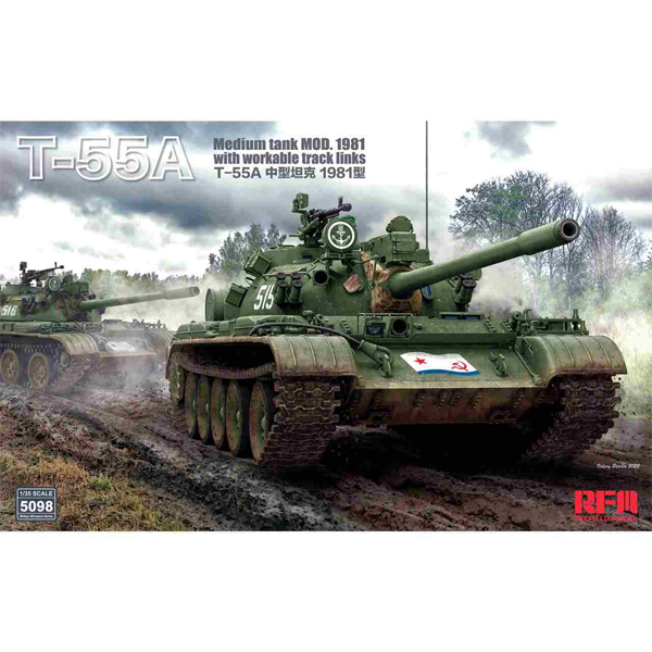 <font color=blue>1/35 T-55A w/Workable Track , Free Shipping By Sea